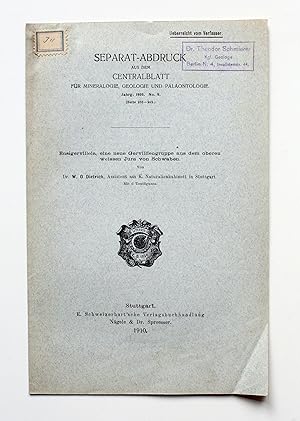 Immagine del venditore per Ensigervilleia, eine neue Gervilliengruppe aus dem oberen weissen Jura von Schwaben [Separat-Abdruck aus dem Centralblatt fr Mineralogie, Geologie und Palontologie Jahrg. 1910 No. 8] venduto da Versandantiquariat Hsl