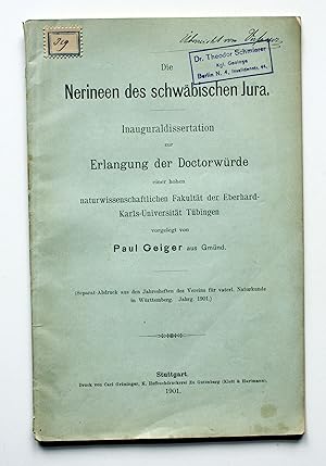 Bild des Verkufers fr Die Nerineen des schwbischen Jura. Inauguraldissertation zur Erlangung der Doctorwrde einer hohen naturwissenschaftlichen Fakultt der Eberhard-Karls-Universitt Tbingen. zum Verkauf von Versandantiquariat Hsl