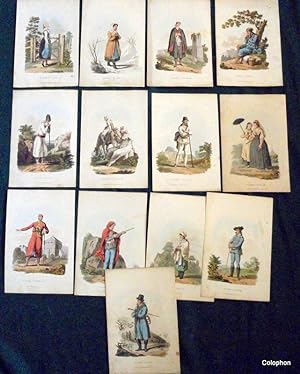 Picturesque Representation of the Dress and Manners of the Austrians. A group of 13 Loose Aquatin...