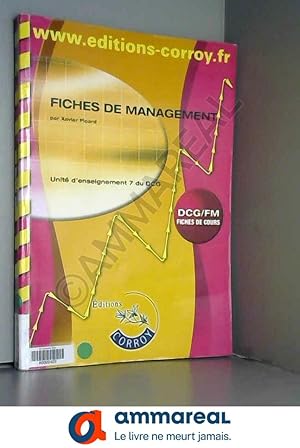 Imagen del vendedor de Fiches de Management : Unit d'enseignement 7 du DCG, Fiches de cours a la venta por Ammareal