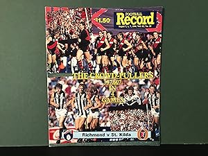 Image du vendeur pour AFL Football Record - Richmond Verses St. Kilda - August 5, 6, 7, 1994 (Vol. 83, No. 20) mis en vente par Bookwood