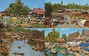 Thailand Floating Market 4x Postcard Bundle