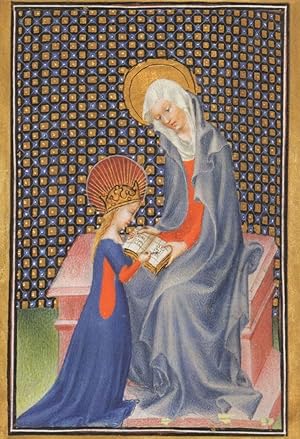 St Anne Teaching Virgin Mary To Read 1410 Manuscript Postcard