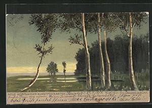 Bild des Verkufers fr Knstler-Ansichtskarte Worpsweder Knstlerkolonie: Worpswede, Mondnacht zum Verkauf von Bartko-Reher