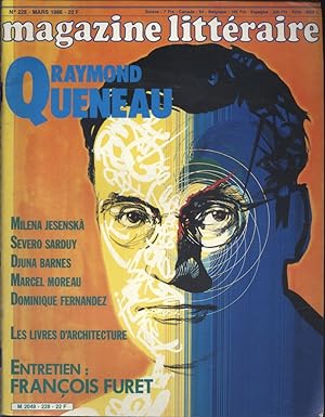 Magazine littéraire N° 228. Raymond Queneau. Entretien avec François Furet. Mars 1986.