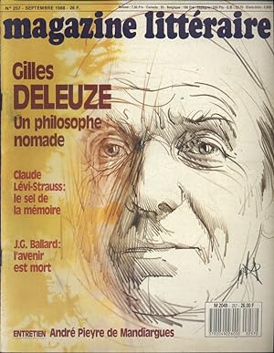 Magazine littéraire N° 257. Gilles Deleuze, un philosophe nomade. Claude Lévi-Strauss, J.G. Balla...