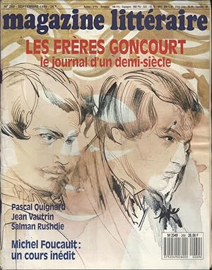 Magazine littéraire N° 269. Les frères Goncourt, le journal d'un demi-siècle. Pascal Quignard, Je...