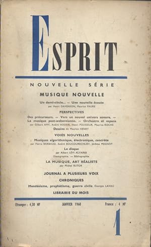 Revue Esprit. 1960, numéro 1. Numéro consacré à la musique nouvelle par Henri Davenson et Maurice...