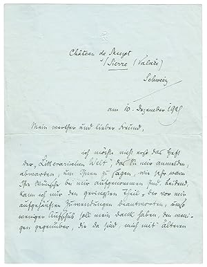 Eigenh. Brief mit Unterschrift R M Rilke".