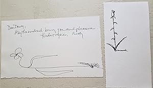 untitled (3 original small drawings & 3 postcard SIGNED by Betty MacDonald)