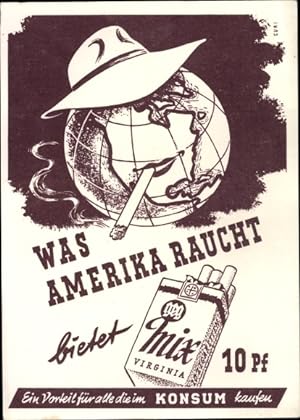 Ansichtskarte / Postkarte Reklame, Zigaretten, Konsum, Virginia Mix, DDR, Was Amerika raucht