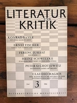 Literatur und Kritik Heft 3 (Juni 1966) - Österreichische Monatsschrift - Inhalt: Konrad Bayer: A...