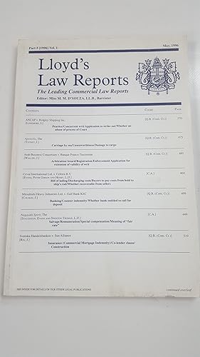 Imagen del vendedor de Lloyd's Law Reports - Part 5 (1996) Vol. 1 May 1996. a la venta por Cambridge Rare Books