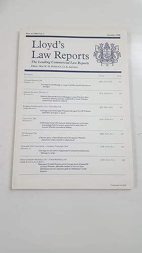 Imagen del vendedor de Lloyd's Law Reports - Part 4 (1998) Vol. 2 October 1998. a la venta por Cambridge Rare Books