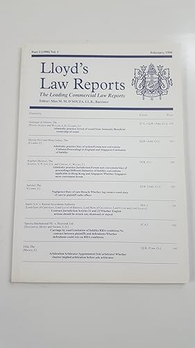 Imagen del vendedor de Lloyd's Law Reports - Part 2 (1998) Vol. 1 February 1998. a la venta por Cambridge Rare Books