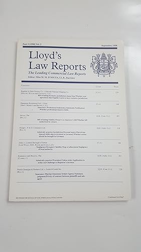 Imagen del vendedor de Lloyd's Law Reports - Part 3 (1998) Vol. 2 September 1998. a la venta por Cambridge Rare Books