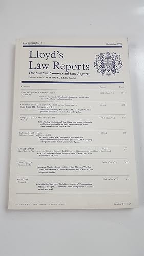 Imagen del vendedor de Lloyd's Law Reports - Part 6 (1998) Vol. 2 December 1998. a la venta por Cambridge Rare Books