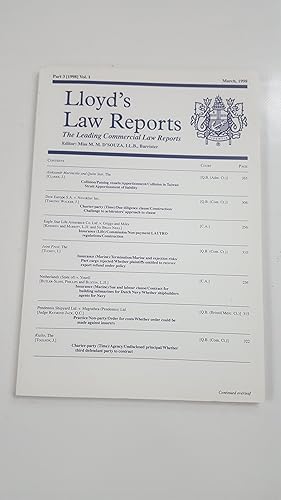 Imagen del vendedor de Lloyd's Law Reports - Part 3 (1998) Vol. 1 March 1998. a la venta por Cambridge Rare Books