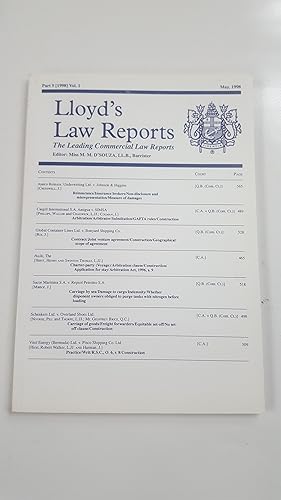 Imagen del vendedor de Lloyd's Law Reports - Part 5 (1998) Vol. 1 May 1998. a la venta por Cambridge Rare Books