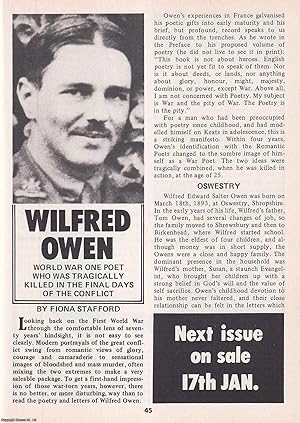 Imagen del vendedor de Wilfred Owen : World War One Poet. This is an original article separated from an issue of The Book & Magazine Collector publication, 1986. a la venta por Cosmo Books
