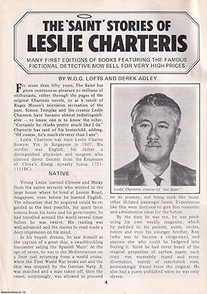 Seller image for The Saint Stories of Leslie Charteris : Fictional Detective. This is an original article separated from an issue of The Book & Magazine Collector publication, 1985. for sale by Cosmo Books