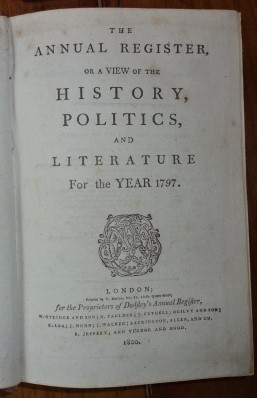 The Annual register, or A view of the history, politics, and literature for the year 1797.