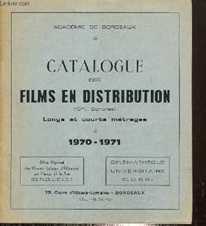 Bild des Verkufers fr Catalogue des films en distribution (16m/m sonores) - Longs et courts mtrages, 1970-1971 zum Verkauf von Le-Livre