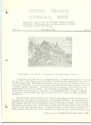 Image du vendeur pour Western Ontario Historical Notes September 1943 mis en vente par Attic Books (ABAC, ILAB)