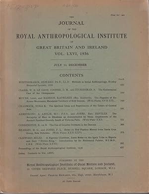 Bild des Verkufers fr The Journal of the Royal Anthropological Institute of Great Britain and Ireland. Vol. LXVI, 1936. July to December zum Verkauf von Allguer Online Antiquariat