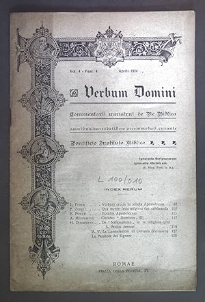 Seller image for Verbum crucis in schola Apostolorum. - in: Verbum Domini Vol. 4, Fasc. 4. for sale by books4less (Versandantiquariat Petra Gros GmbH & Co. KG)