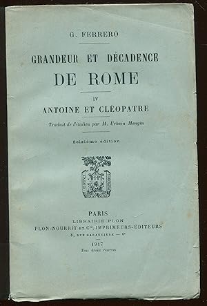 Imagen del vendedor de Grandeur et dcadence de Rome IV. Antoine et Cloptre a la venta por LibrairieLaLettre2