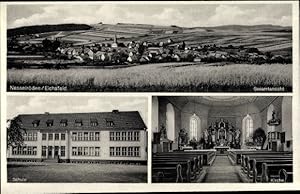 Bild des Verkufers fr Ansichtskarte / Postkarte Nesselrden Duderstadt im Eichsfeld, Panorama, Schule, Kircheninneres zum Verkauf von akpool GmbH