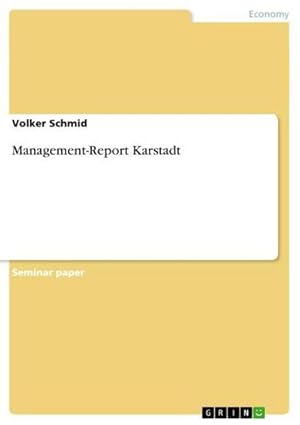 Bild des Verkufers fr Management-Report Karstadt zum Verkauf von AHA-BUCH GmbH