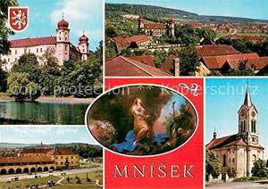 Postkarte Carte Postale 73720816 Mnisek pod Brdy CZ Zamek Sidliste Kostel sv. Vaclava Petr Brandl...