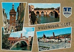 Postkarte Carte Postale 13720518 Villeneuve-sur-Lot Vues d ensemble de la ville Tour Pont Villene...