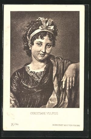 Bild des Verkufers fr Ansichtskarte Portrtbild von Christiane Vulpius, Goethes Freundinnen zum Verkauf von Bartko-Reher