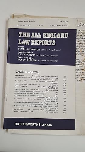 Immagine del venditore per The All England Law Reports 24th March 1981 Part 11. venduto da Cambridge Rare Books