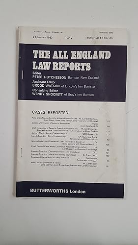 Immagine del venditore per The All England Law Reports 21 January 1983 Part 2. venduto da Cambridge Rare Books