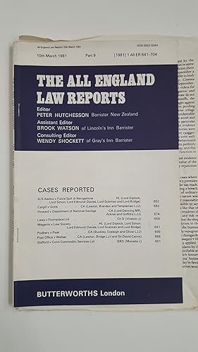 Immagine del venditore per The All England Law Reports 10th March 1981 Part 9. venduto da Cambridge Rare Books