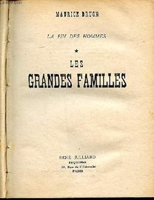 Bild des Verkufers fr La fin des hommes en 2 tomes Tome 1 Les grandes familles Tome 2 La chute des corps zum Verkauf von Le-Livre