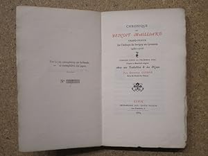 Seller image for Chronique de Beno�t Mailliard, grand-prieur de l'abbaye de Savigny en Lyonnois, 1460-1506. for sale by Librairie Diog�ne SARL
