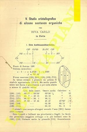 Bild des Verkufers fr Studio cristallografico di alcune sostanze organiche. zum Verkauf von Libreria Piani