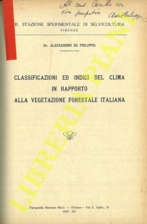 Classificazioni ed indici del clima in rapporto alla vegetazione forestale italiana.