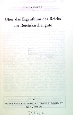 Seller image for ber das Eigenthum des Reiches am Reichkirchengute. for sale by books4less (Versandantiquariat Petra Gros GmbH & Co. KG)