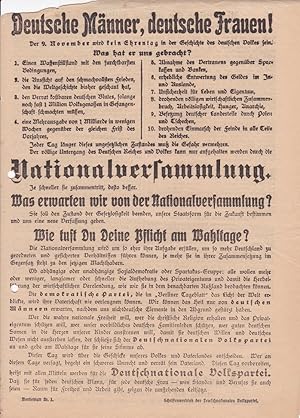 Deutsche Männer, deutsche Frauen! (Original-Flugblatt zur Wahl zur Deutschen Nationalversammlung ...