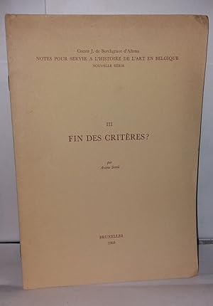 Image du vendeur pour III Fin des Critres mis en vente par Librairie Albert-Etienne