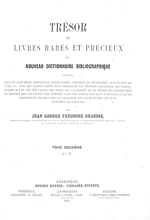 Seller image for Tresor de Livres Rares et Precieux ou Nouveau Dictionnaire Bibliographique Tome Deuxieme C to F for sale by WeBuyBooks