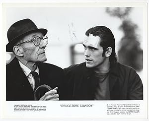 Drugstore Cowboy film still depicting William S. Burroughs and Matt Dillon (1989)