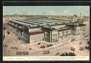 Bild des Verkäufers für Ansichtskarte Leipzig, Hauptbahnhof, Strassenbahnen unterwegs zum Verkauf von Bartko-Reher