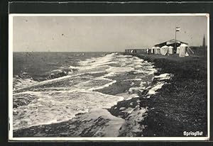 Bild des Verkufers fr Ansichtskarte Tossens / Nordsee, Strand bei Springflut zum Verkauf von Bartko-Reher